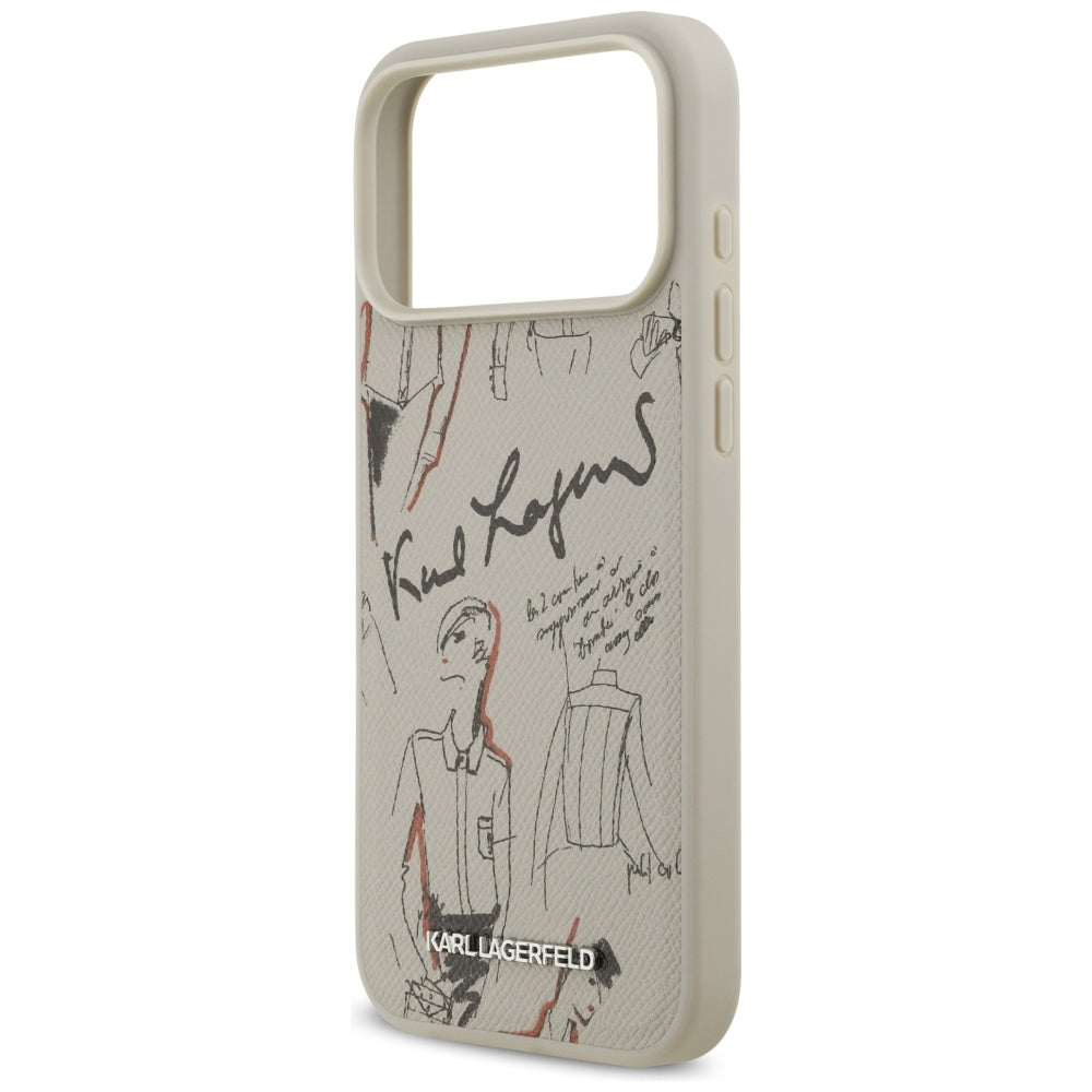 Futrola za Apple iPhone 17 Pro Max, Karl Lagerfeld, Grained Pattern Logo, Siva
