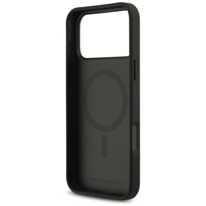 Futrola za Apple iPhone 17 Pro Max, Karl Lagerfeld, Grained Pattern Logo, Crna