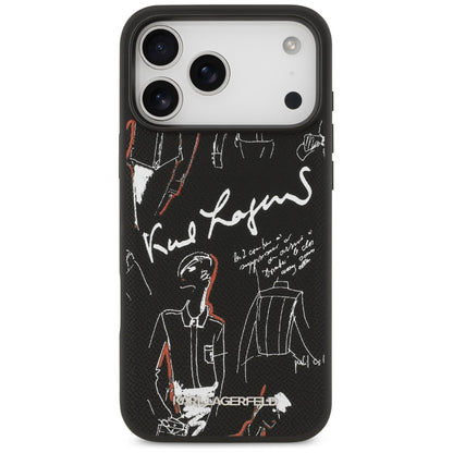 Futrola za Apple iPhone 17 Pro Max, Karl Lagerfeld, Grained Pattern Logo, Crna