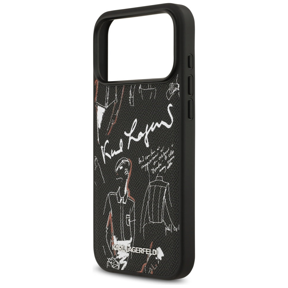 Futrola za Apple iPhone 17 Pro Max, Karl Lagerfeld, Grained Pattern Logo, Crna