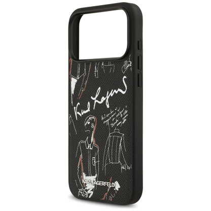 Futrola za Apple iPhone 17 Pro Max, Karl Lagerfeld, Grained Pattern Logo, Crna