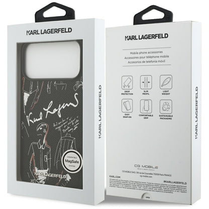 Futrola za Apple iPhone 17 Pro Max, Karl Lagerfeld, Grained Pattern Logo, Crna
