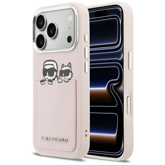 Futrola za Apple iPhone 17 Pro Max, Karl Lagerfeld, Karl & Choupette Print with Pocket, Roze