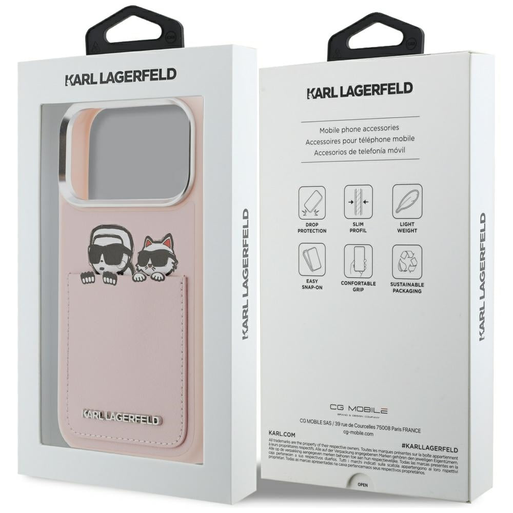 Futrola za Apple iPhone 17 Pro Max, Karl Lagerfeld, Karl & Choupette Print with Pocket, Roze