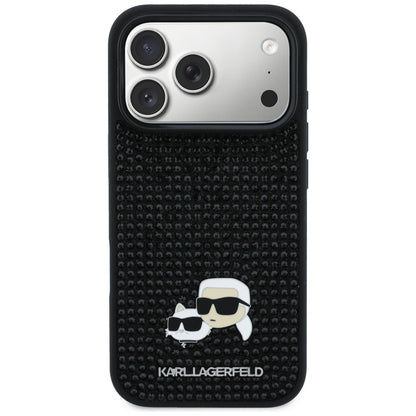 Futrola za Apple iPhone 17 Pro Max, Karl Lagerfeld, Rhinestone Karl & Choupette Pins, Crna