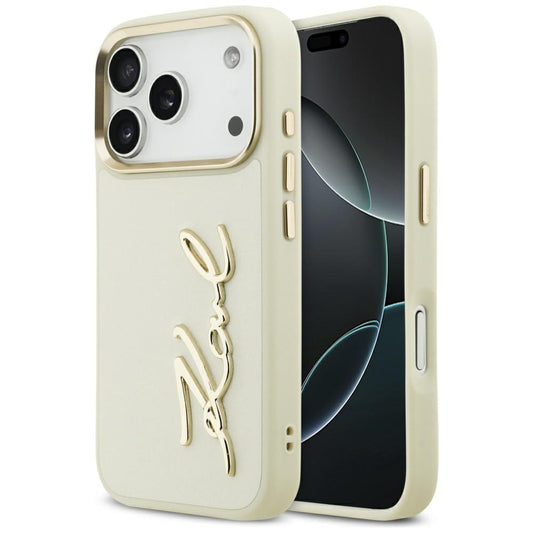 Futrola za Apple iPhone 17 Pro Max, Karl Lagerfeld, Script Logo, Bež