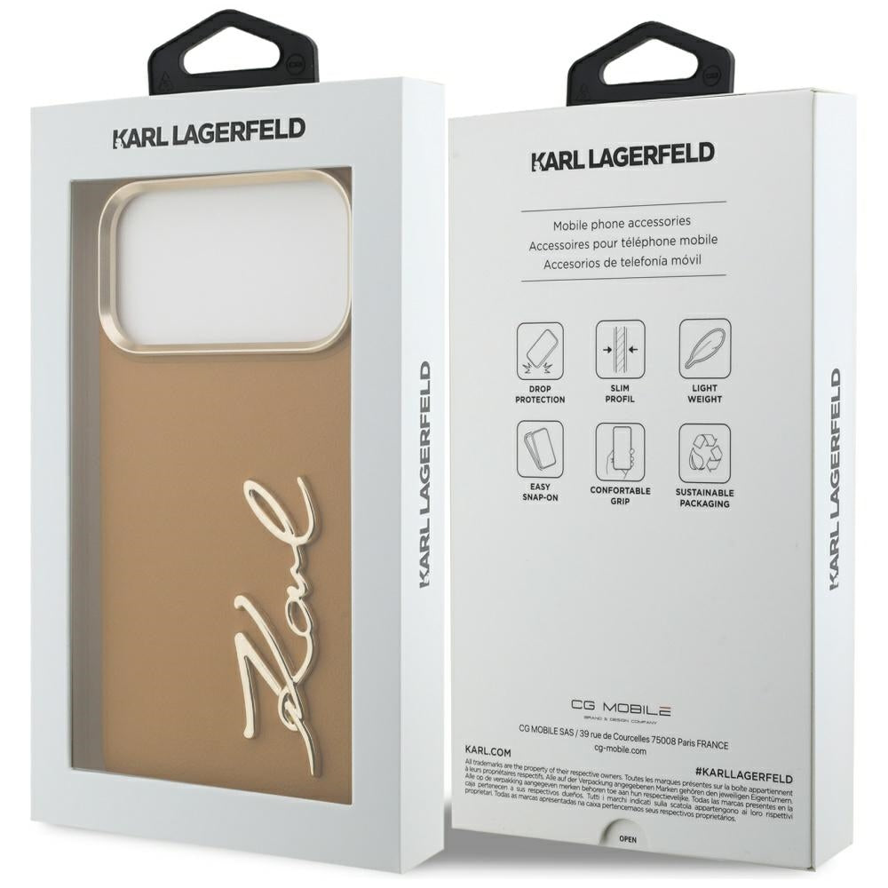 Futrola za Apple iPhone 17 Pro Max, Karl Lagerfeld, Script Logo, Braon