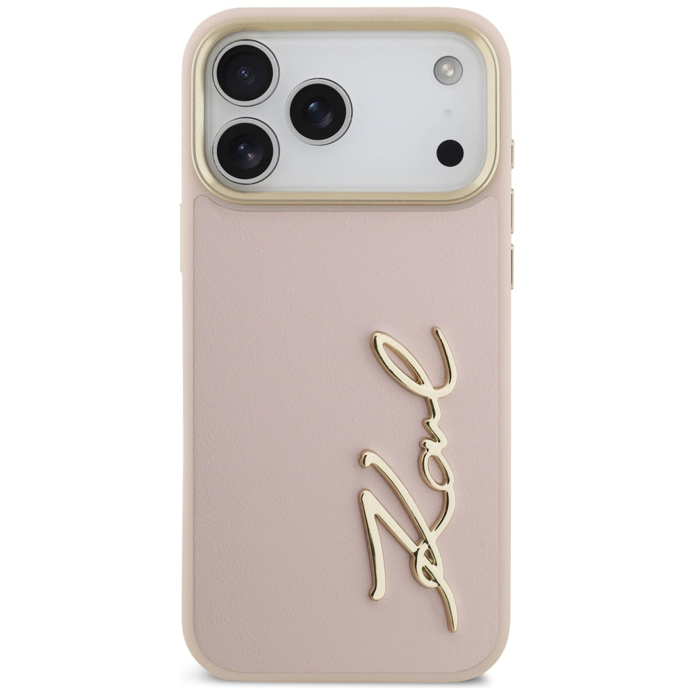 Futrola za Apple iPhone 17 Pro Max, Karl Lagerfeld, Script Logo, Roze
