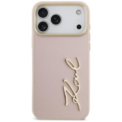 Futrola za Apple iPhone 17 Pro Max, Karl Lagerfeld, Script Logo, Roze