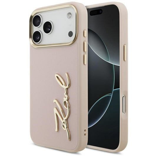 Futrola za Apple iPhone 17 Pro Max, Karl Lagerfeld, Script Logo, Roze