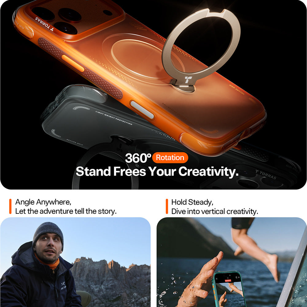 Futrola za Apple iPhone 17 Pro Max, Torras, Ostand Spin Air, Siva