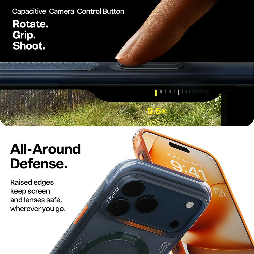 Futrola za Apple iPhone 17 Pro Max, Torras, Ostand Spin Air, Narandžasta