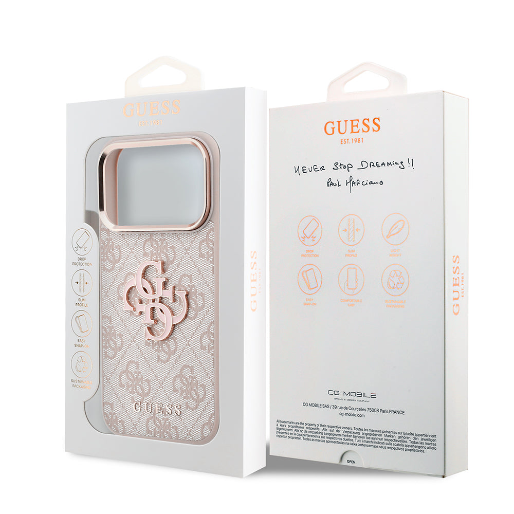 Futrola za Apple iPhone 18 Pro / 17 Pro, Guess, 4G Big Resin Logo, Roze