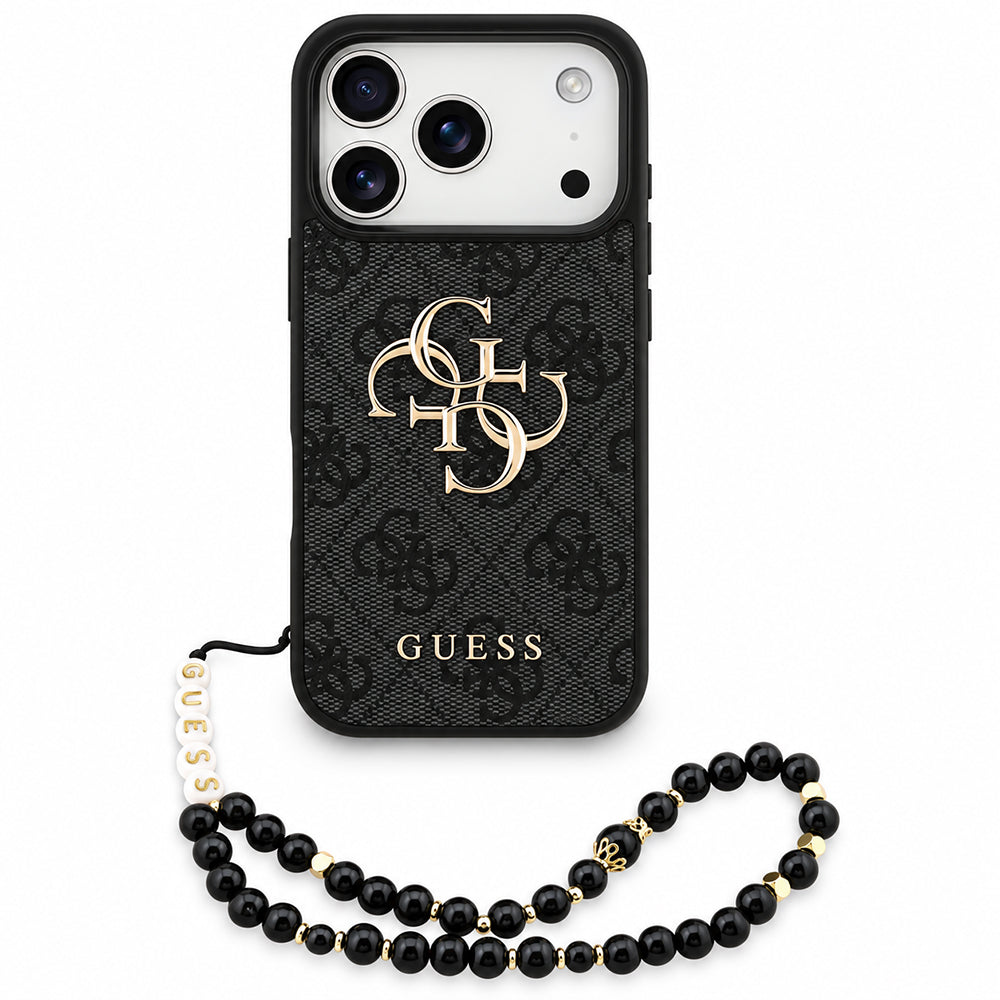 Futrola za Apple iPhone 18 Pro / 17 Pro, Guess, 4G Classic Logo sa trakom, Crna