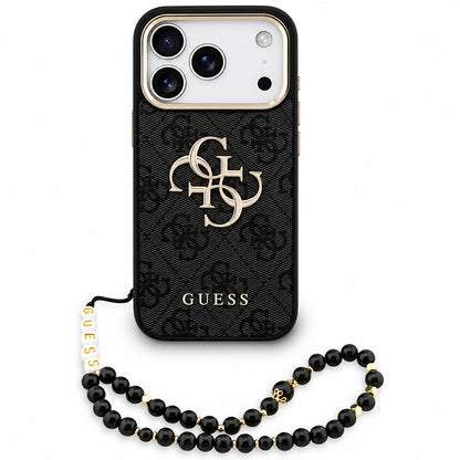 Futrola za Apple iPhone 18 Pro / 17 Pro, Guess, 4G Classic Logo sa trakom, Crno Zlatna