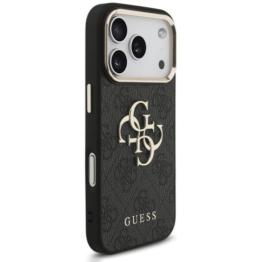 Futrola za Apple iPhone 18 Pro / 17 Pro, Guess, 4G Classic Logo sa trakom, Crno Zlatna