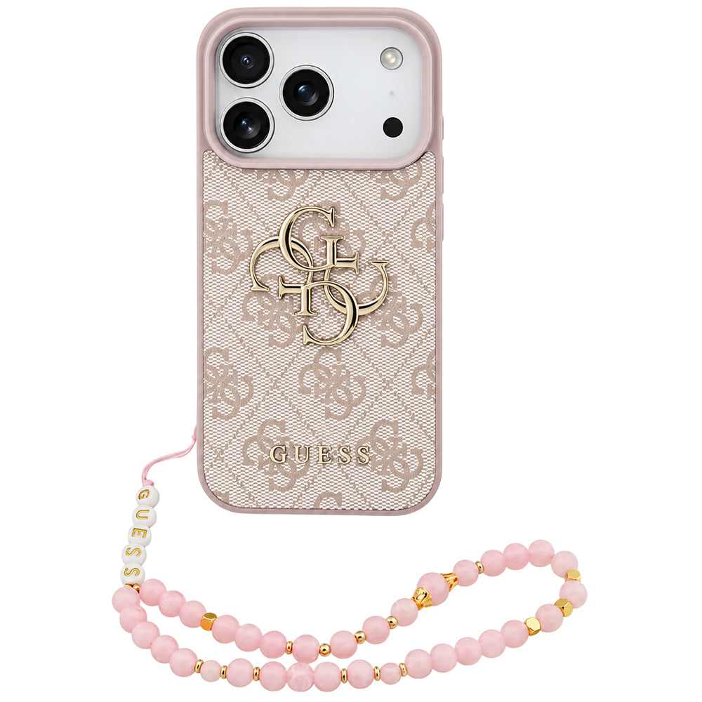 Futrola za Apple iPhone 18 Pro / 17 Pro, Guess, 4G Classic Logo sa trakom, Roze