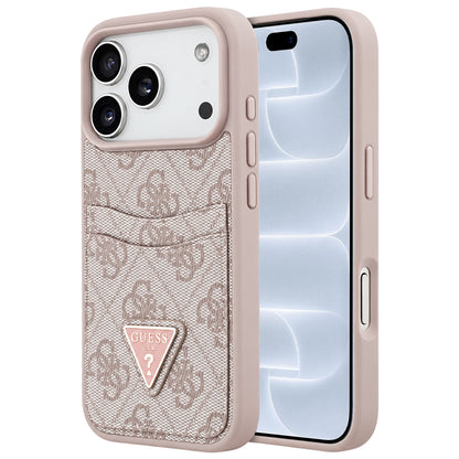 Maska za Apple iPhone 18 Pro / 17 Pro, Guess, 4G Double Card Triangle, roze