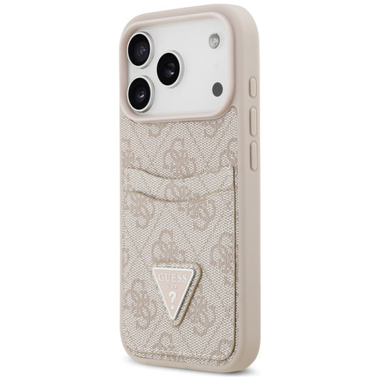 Maska za Apple iPhone 18 Pro / 17 Pro, Guess, 4G Double Card Triangle, roze