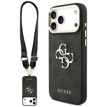 Maska za Apple iPhone 18 Pro / 17 Pro, Guess, Big 4G Classic Logo & Big Strap Metal Buttons, crna