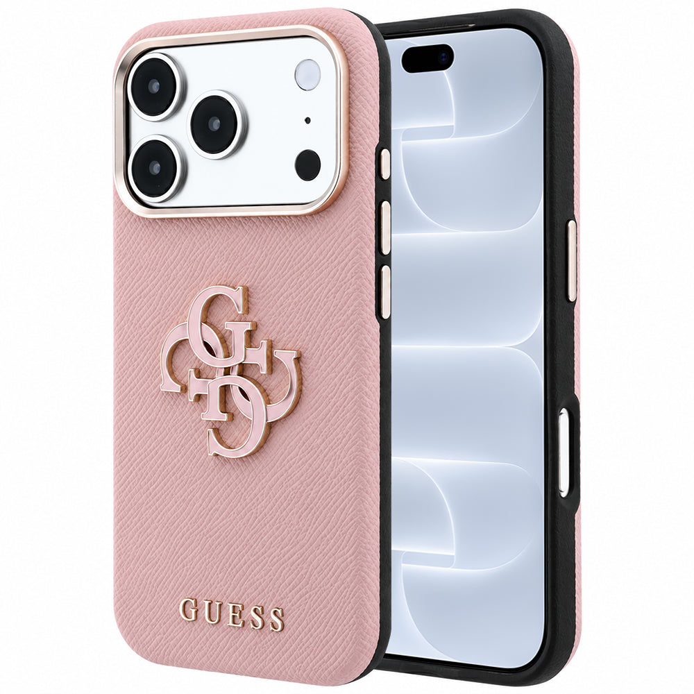 Futrola za Apple iPhone 18 Pro / 17 Pro, Guess, Grained Big Resin Logo, Roze