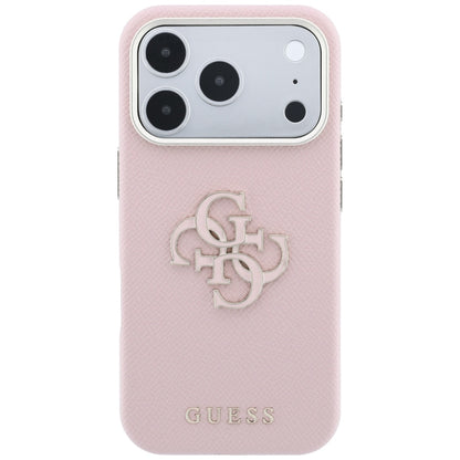 Futrola za Apple iPhone 18 Pro / 17 Pro, Guess, Grained Big Resin Logo, Roze