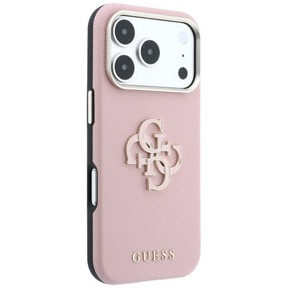 Futrola za Apple iPhone 18 Pro / 17 Pro, Guess, Grained Big Resin Logo, Roze