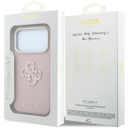 Futrola za Apple iPhone 18 Pro / 17 Pro, Guess, Grained Big Resin Logo, Roze