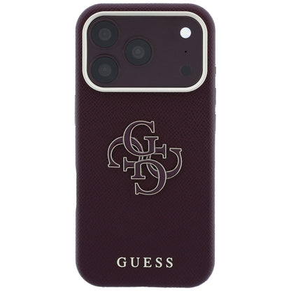 Futrola za Apple iPhone 18 Pro / 17 Pro, Guess, Grained Big Resin Logo, Bordo