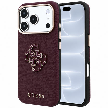 Futrola za Apple iPhone 18 Pro / 17 Pro, Guess, Grained Big Resin Logo, Bordo