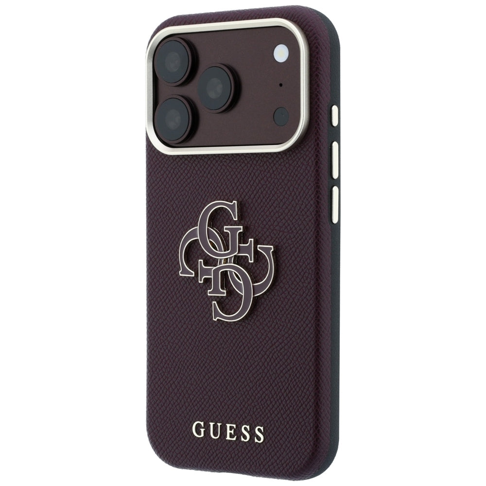 Futrola za Apple iPhone 18 Pro / 17 Pro, Guess, Grained Big Resin Logo, Bordo
