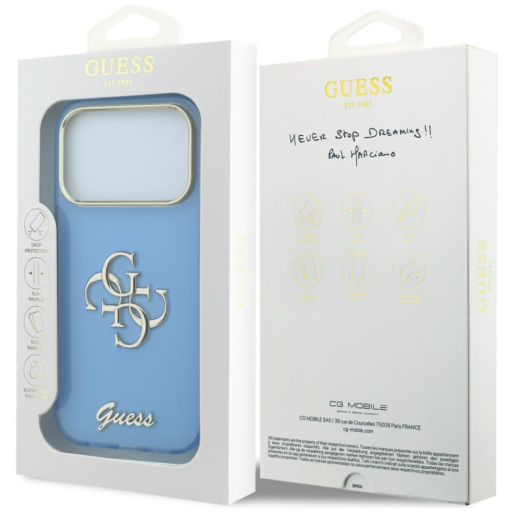 Futrola za Apple iPhone 18 Pro / 17 Pro, Guess, IML 4G Metal Script, Plava