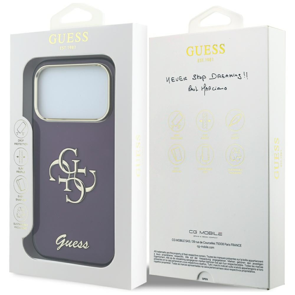 Futrola za Apple iPhone 18 Pro / 17 Pro, Guess, IML 4G Metal Script, Bordo