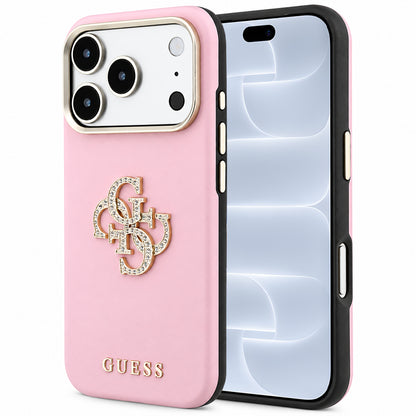 Maska za Apple iPhone 18 Pro / 17 Pro, Guess, Smooth Big Strass Logo, roze