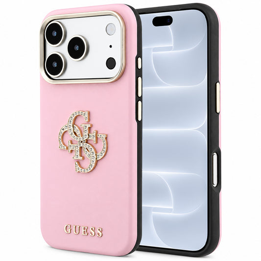 Maska za Apple iPhone 18 Pro / 17 Pro, Guess, Smooth Big Strass Logo, roze