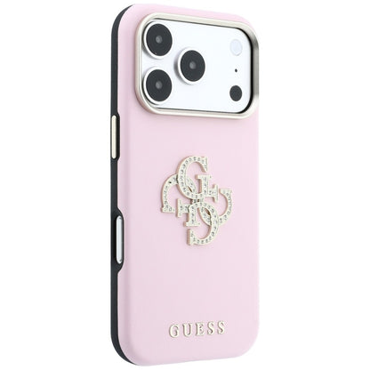Maska za Apple iPhone 18 Pro / 17 Pro, Guess, Smooth Big Strass Logo, roze