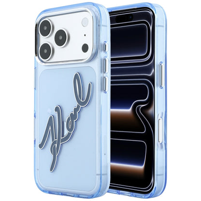 Futrola za Apple iPhone 18 Pro / 17 Pro, Karl Lagerfeld, IML Big Signature Resin Logo and Metal Frame, Plava