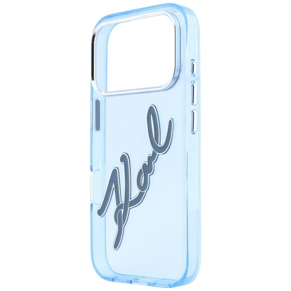 Futrola za Apple iPhone 18 Pro / 17 Pro, Karl Lagerfeld, IML Big Signature Resin Logo and Metal Frame, Plava