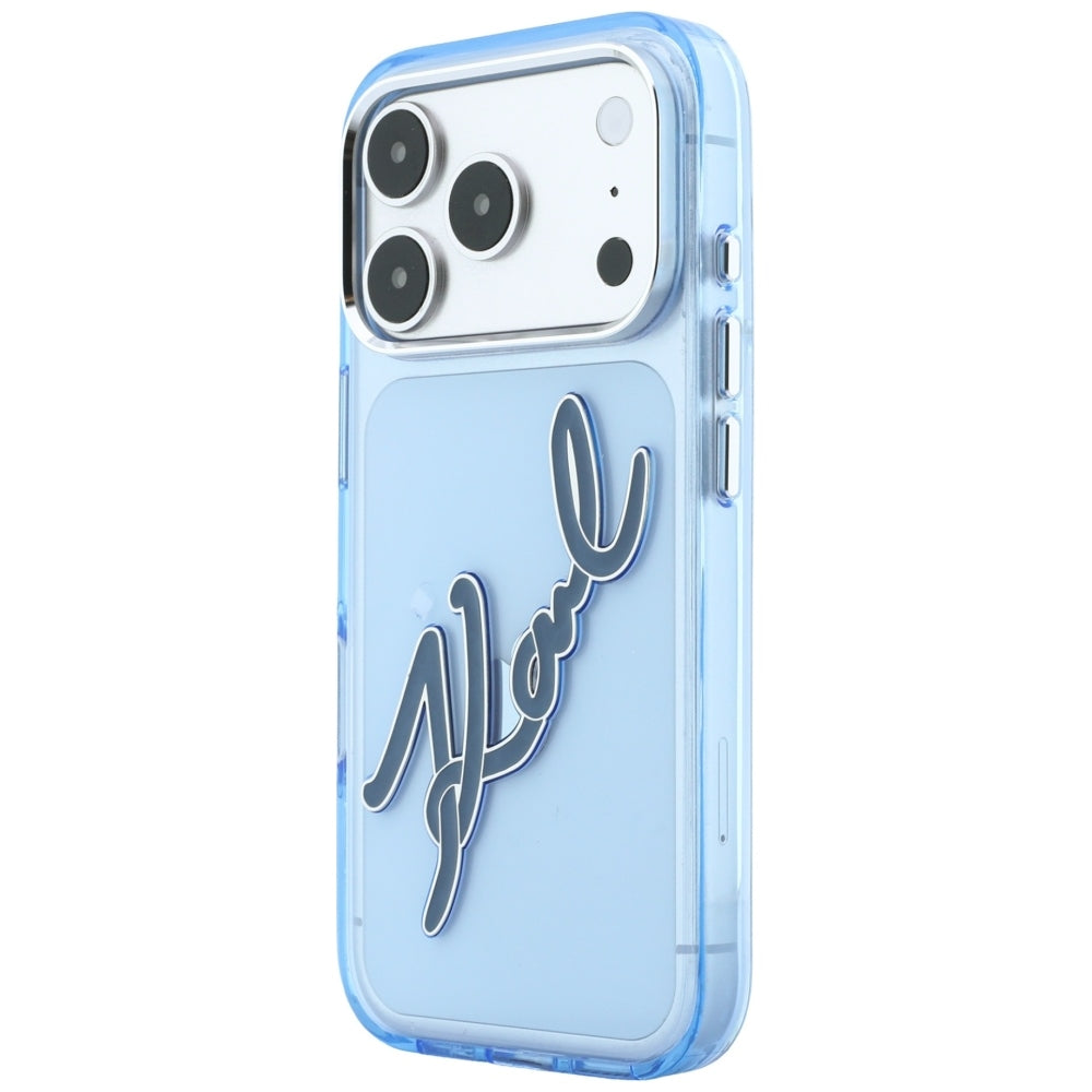 Futrola za Apple iPhone 18 Pro / 17 Pro, Karl Lagerfeld, IML Big Signature Resin Logo and Metal Frame, Plava
