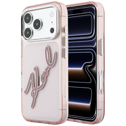 Futrola za Apple iPhone 18 Pro / 17 Pro, Karl Lagerfeld, IML Big Signature Resin Logo and Metal Frame, Roze