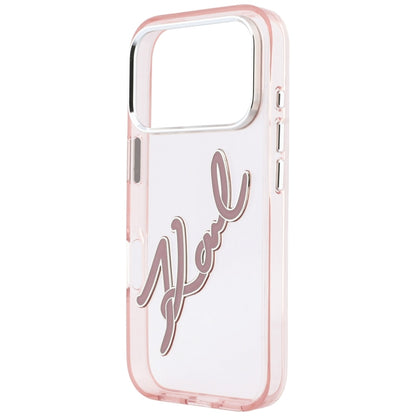 Futrola za Apple iPhone 18 Pro / 17 Pro, Karl Lagerfeld, IML Big Signature Resin Logo and Metal Frame, Roze