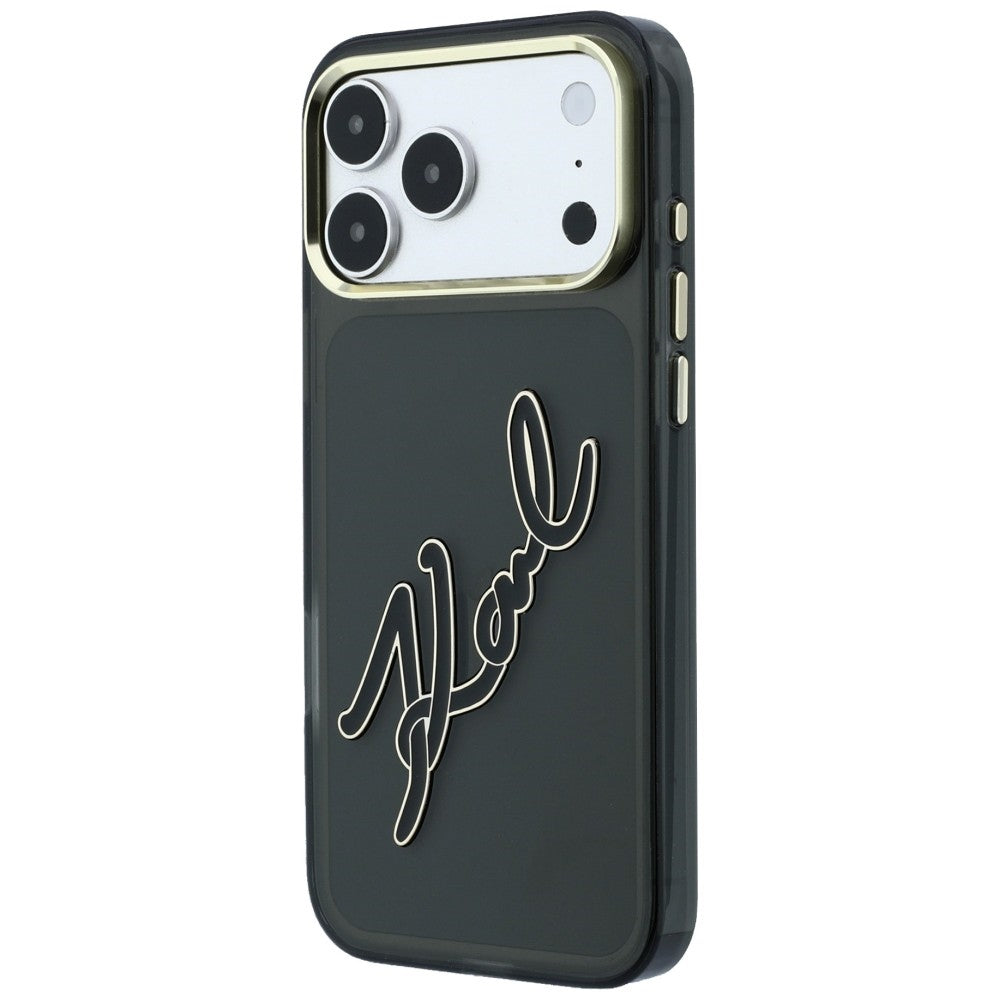 Futrola za Apple iPhone 18 Pro / 17 Pro, Karl Lagerfeld, IML Big Signature Resin Logo and Metal Frame, Crna