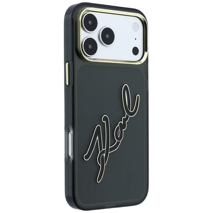 Futrola za Apple iPhone 18 Pro / 17 Pro, Karl Lagerfeld, IML Big Signature Resin Logo and Metal Frame, Crna