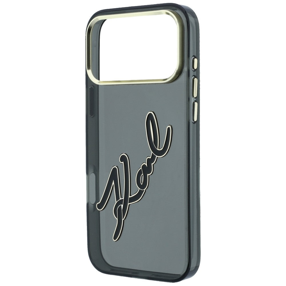 Futrola za Apple iPhone 18 Pro / 17 Pro, Karl Lagerfeld, IML Big Signature Resin Logo and Metal Frame, Crna