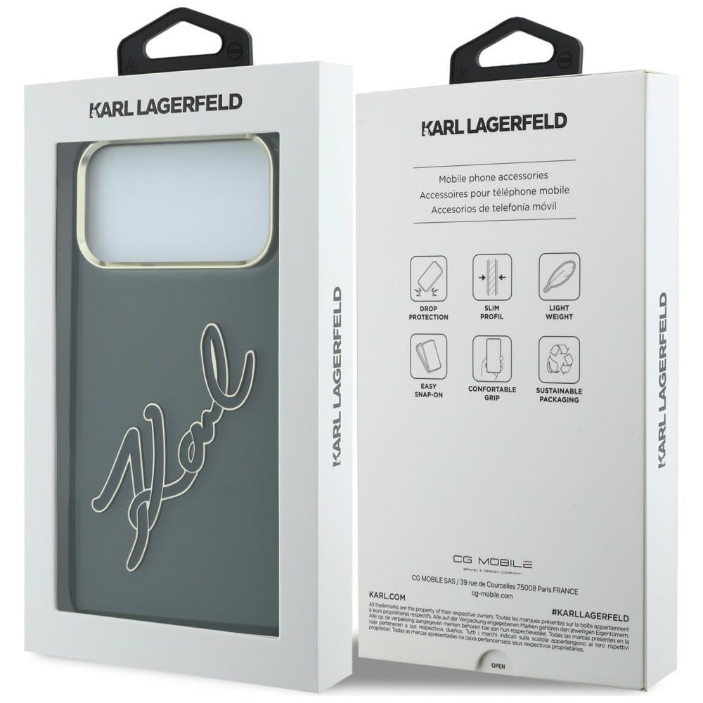 Futrola za Apple iPhone 18 Pro / 17 Pro, Karl Lagerfeld, IML Big Signature Resin Logo and Metal Frame, Crna