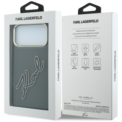 Futrola za Apple iPhone 18 Pro / 17 Pro, Karl Lagerfeld, IML Big Signature Resin Logo and Metal Frame, Crna