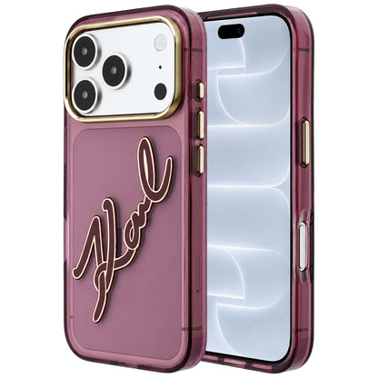 Futrola za Apple iPhone 18 Pro / 17 Pro, Karl Lagerfeld, IML Big Signature Resin Logo and Metal Frame, Bordo