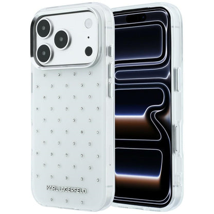 Futrola za Apple iPhone 18 Pro / 17 Pro, Karl Lagerfeld, IML Rhinestones and Electroplated Logo, Bela