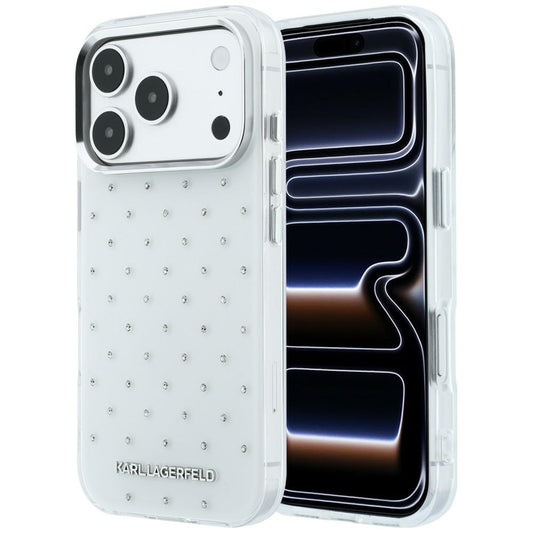 Futrola za Apple iPhone 18 Pro / 17 Pro, Karl Lagerfeld, IML Rhinestones and Electroplated Logo, Bela