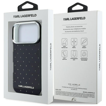 Futrola za Apple iPhone 18 Pro / 17 Pro, Karl Lagerfeld, IML Rhinestones and Electroplated Logo, Crna